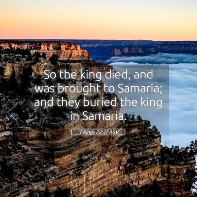 Picture 05 - 1 Kings 22:37 ASV - So the king died, and was brought to Samaria; and - Bible Verse Picture