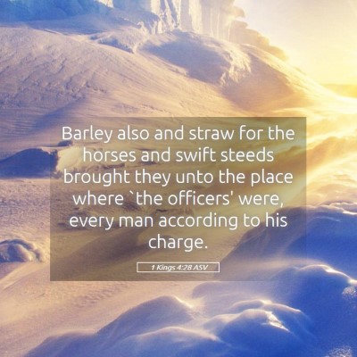 Picture 05 - 1 Kings 4:28 ASV - Barley also and straw for the horses and swift - Bible Verse Picture