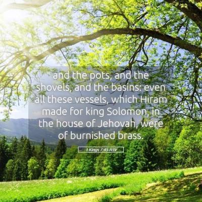 Picture 05 - 1 Kings 7:45 ASV - and the pots, and the shovels, and the basins: - Bible Verse Picture