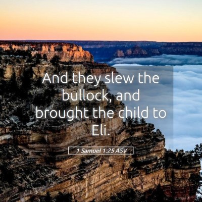 Picture 05 - 1 Samuel 1:25 ASV - And they slew the bullock, and brought the child - Bible Verse Picture