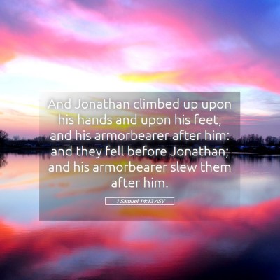 Picture 05 - 1 Samuel 14:13 ASV - And Jonathan climbed up upon his hands and upon - Bible Verse Picture