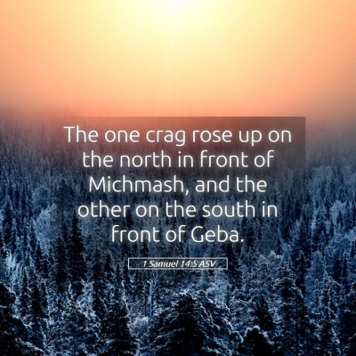Picture 05 - 1 Samuel 14:5 ASV - The one crag rose up on the north in front of - Bible Verse Picture