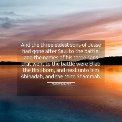 Picture 05 - 1 Samuel 17:13 ASV - And the three eldest sons of Jesse had gone after - Bible Verse Picture