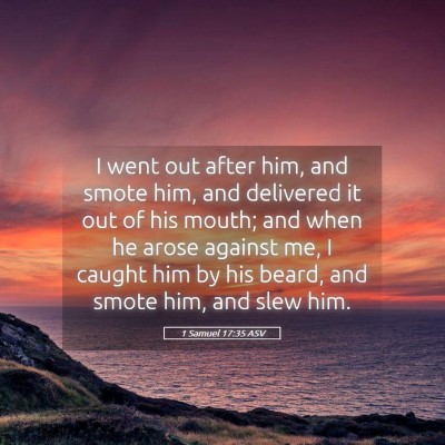 Picture 05 - 1 Samuel 17:35 ASV - I went out after him, and smote him, and - Bible Verse Picture