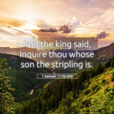 Picture 05 - 1 Samuel 17:56 ASV - And the king said, Inquire thou whose son the - Bible Verse Picture