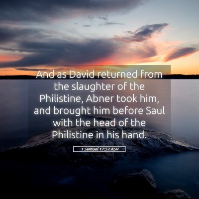Picture 05 - 1 Samuel 17:57 ASV - And as David returned from the slaughter of the - Bible Verse Picture