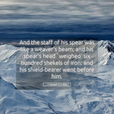 Picture 05 - 1 Samuel 17:7 ASV - And the staff of his spear was like a weaver's - Bible Verse Picture