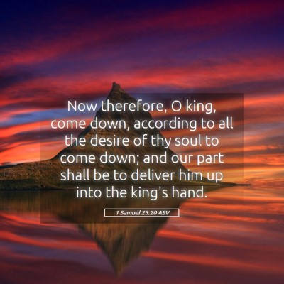 Picture 05 - 1 Samuel 23:20 ASV - Now therefore, O king, come down, according to - Bible Verse Picture