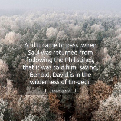 Picture 05 - 1 Samuel 24:1 ASV - And it came to pass, when Saul was returned from - Bible Verse Picture