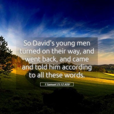 Picture 05 - 1 Samuel 25:12 ASV - So David's young men turned on their way, and - Bible Verse Picture