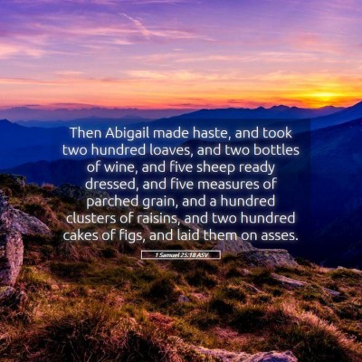 Picture 05 - 1 Samuel 25:18 ASV - Then Abigail made haste, and took two hundred - Bible Verse Picture