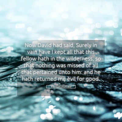 Picture 05 - 1 Samuel 25:21 ASV - Now David had said, Surely in vain have I kept - Bible Verse Picture