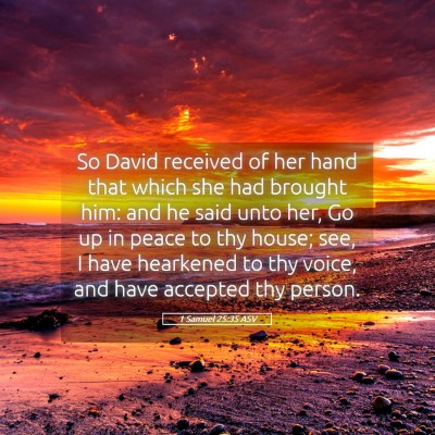 Picture 05 - 1 Samuel 25:35 ASV - So David received of her hand that which she had - Bible Verse Picture