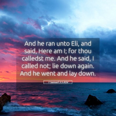 Picture 05 - 1 Samuel 3:5 ASV - And he ran unto Eli, and said, Here am I; for - Bible Verse Picture