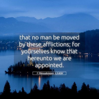 Picture 05 - 1 Thessalonians 3:3 ASV - that no man be moved by these afflictions; for - Bible Verse Picture