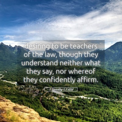 Picture 05 - 1 Timothy 1:7 ASV - desiring to be teachers of the law, though they - Bible Verse Picture