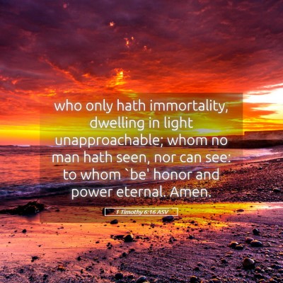 Picture 05 - 1 Timothy 6:16 ASV - who only hath immortality, dwelling in light - Bible Verse Picture