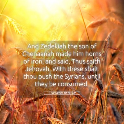 Picture 05 - 2 Chronicles 18:10 ASV - And Zedekiah the son of Chenaanah made him horns - Bible Verse Picture