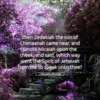 Picture 05 - 2 Chronicles 18:23 ASV - Then Zedekiah the son of Chenaanah came near, and - Bible Verse Picture