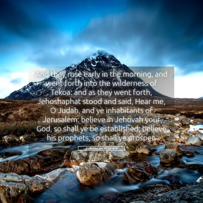 Picture 05 - 2 Chronicles 20:20 ASV - And they rose early in the morning, and went - Bible Verse Picture