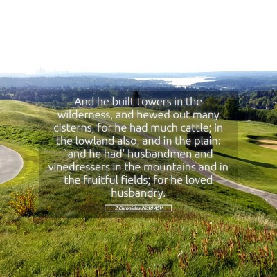 Picture 05 - 2 Chronicles 26:10 ASV - And he built towers in the wilderness, and hewed - Bible Verse Picture
