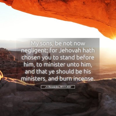 Picture 05 - 2 Chronicles 29:11 ASV - My sons, be not now negligent; for Jehovah hath - Bible Verse Picture