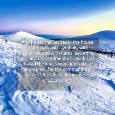Picture 05 - 2 Chronicles 29:25 ASV - And he set the Levites in the house of Jehovah - Bible Verse Picture