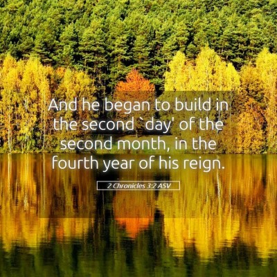 Picture 05 - 2 Chronicles 3:2 ASV - And he began to build in the second `day' of the - Bible Verse Picture