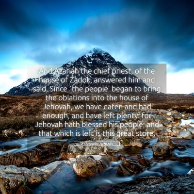 Picture 05 - 2 Chronicles 31:10 ASV - And Azariah the chief priest, of the house of - Bible Verse Picture