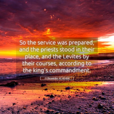Picture 05 - 2 Chronicles 35:10 ASV - So the service was prepared, and the priests - Bible Verse Picture