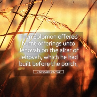 Picture 05 - 2 Chronicles 8:12 ASV - Then Solomon offered burnt-offerings unto Jehovah - Bible Verse Picture