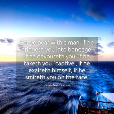 Picture 05 - 2 Corinthians 11:20 ASV - For ye bear with a man, if he bringeth you into - Bible Verse Picture