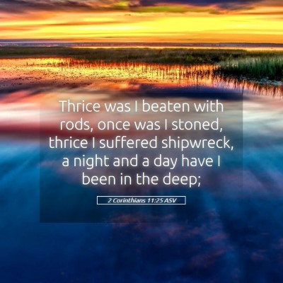 Picture 05 - 2 Corinthians 11:25 ASV - Thrice was I beaten with rods, once was I stoned, - Bible Verse Picture