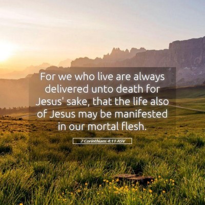 Picture 05 - 2 Corinthians 4:11 ASV - For we who live are always delivered unto death - Bible Verse Picture