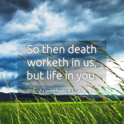 Picture 05 - 2 Corinthians 4:12 ASV - So then death worketh in us, but life in - Bible Verse Picture