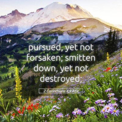 Picture 05 - 2 Corinthians 4:9 ASV - pursued, yet not forsaken; smitten down, yet not - Bible Verse Picture