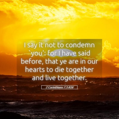 Picture 05 - 2 Corinthians 7:3 ASV - I say it not to condemn `you': for I have said - Bible Verse Picture