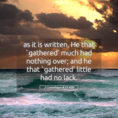 Picture 05 - 2 Corinthians 8:15 ASV - as it is written, He that `gathered' much had - Bible Verse Picture
