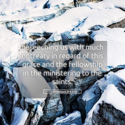 Picture 05 - 2 Corinthians 8:4 ASV - beseeching us with much entreaty in regard of - Bible Verse Picture