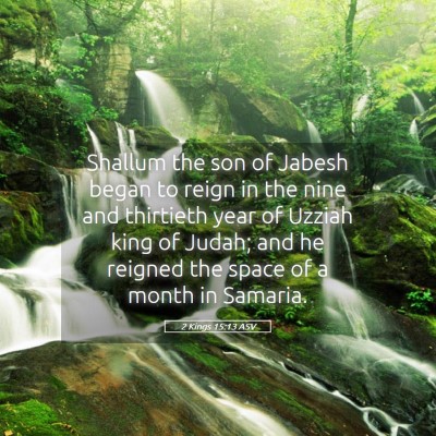 Picture 05 - 2 Kings 15:13 ASV - Shallum the son of Jabesh began to reign in the - Bible Verse Picture