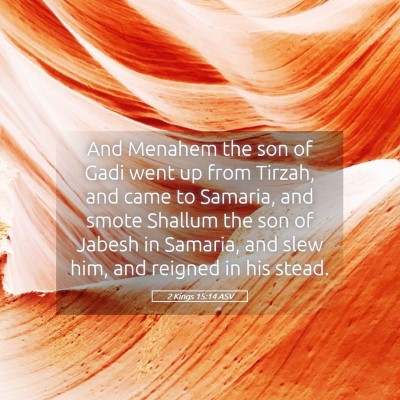 Picture 05 - 2 Kings 15:14 ASV - And Menahem the son of Gadi went up from Tirzah, - Bible Verse Picture