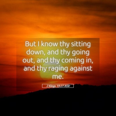Picture 05 - 2 Kings 19:27 ASV - But I know thy sitting down, and thy going out, - Bible Verse Picture
