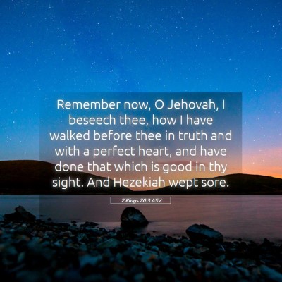 Picture 05 - 2 Kings 20:3 ASV - Remember now, O Jehovah, I beseech thee, how I - Bible Verse Picture