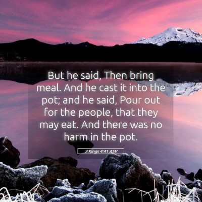 Picture 05 - 2 Kings 4:41 ASV - But he said, Then bring meal. And he cast it into - Bible Verse Picture