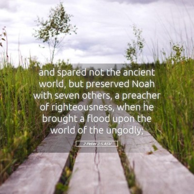 Picture 05 - 2 Peter 2:5 ASV - and spared not the ancient world, but preserved - Bible Verse Picture