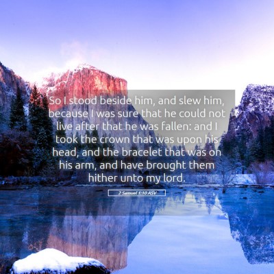 Picture 05 - 2 Samuel 1:10 ASV - So I stood beside him, and slew him, because I - Bible Verse Picture