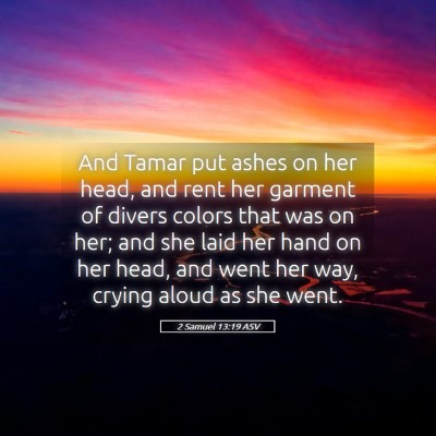 Picture 05 - 2 Samuel 13:19 ASV - And Tamar put ashes on her head, and rent her - Bible Verse Picture