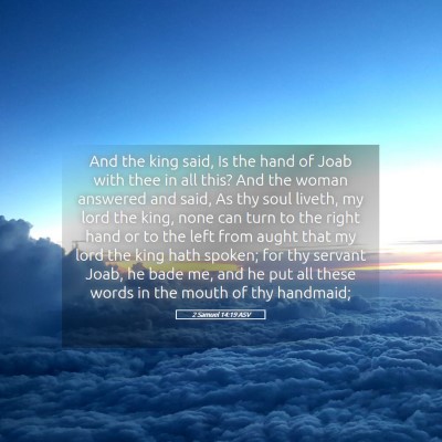 Picture 05 - 2 Samuel 14:19 ASV - And the king said, Is the hand of Joab with thee - Bible Verse Picture