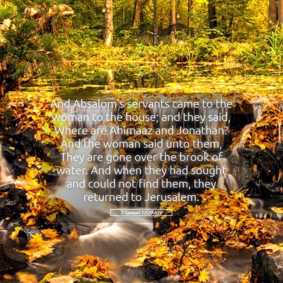 Picture 05 - 2 Samuel 17:20 ASV - And Absalom's servants came to the woman to the - Bible Verse Picture