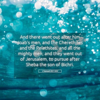 Picture 05 - 2 Samuel 20:7 ASV - And there went out after him Joab's men, and the - Bible Verse Picture